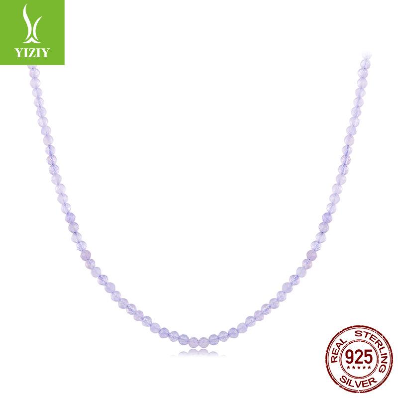 Amethyst Necklace Simple Fashion Ins Crystal 925 Sterling Silver Necklace Can Be Diy