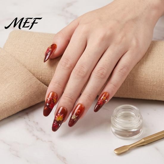 Waterproof Nail Art Stickers Autumn Maple Leaf Stickers, Self-Adhesive Fall Leaves Decals, Theme Women Embossed Manicure for Home and Salon