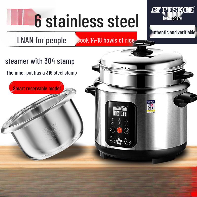 316 Stainless Steel Electric Rice Cooker, 5L Capacity, Ideal for 1-6 People - Cooks Porridge, Soup, and More
