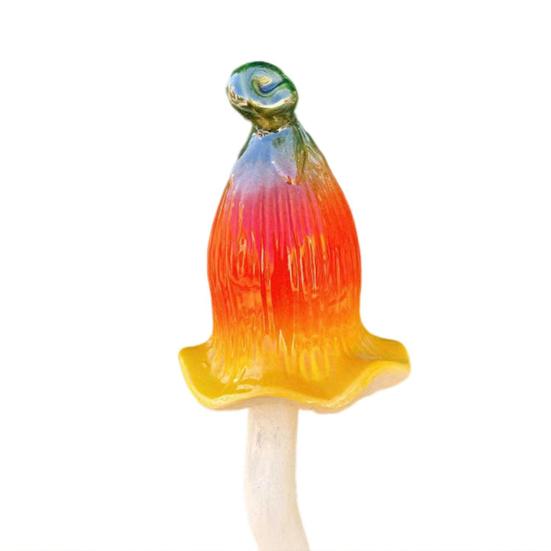 Planter Insert Ceramic Mushroom Colorful Glazed Mushroom Decoration Hand-Painted Toadstools Sculptures