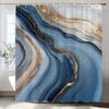 Modern Plain Black Gold Textured Marble Shower Curtain With Hooks Water Resistant For All Bathroom Styles