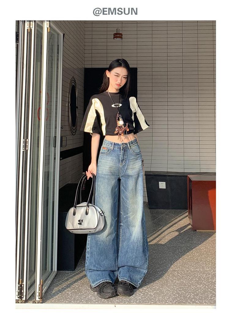 2025 Spring American Retro High Waist Wide Leg Jeans for Women - Spicy Girl