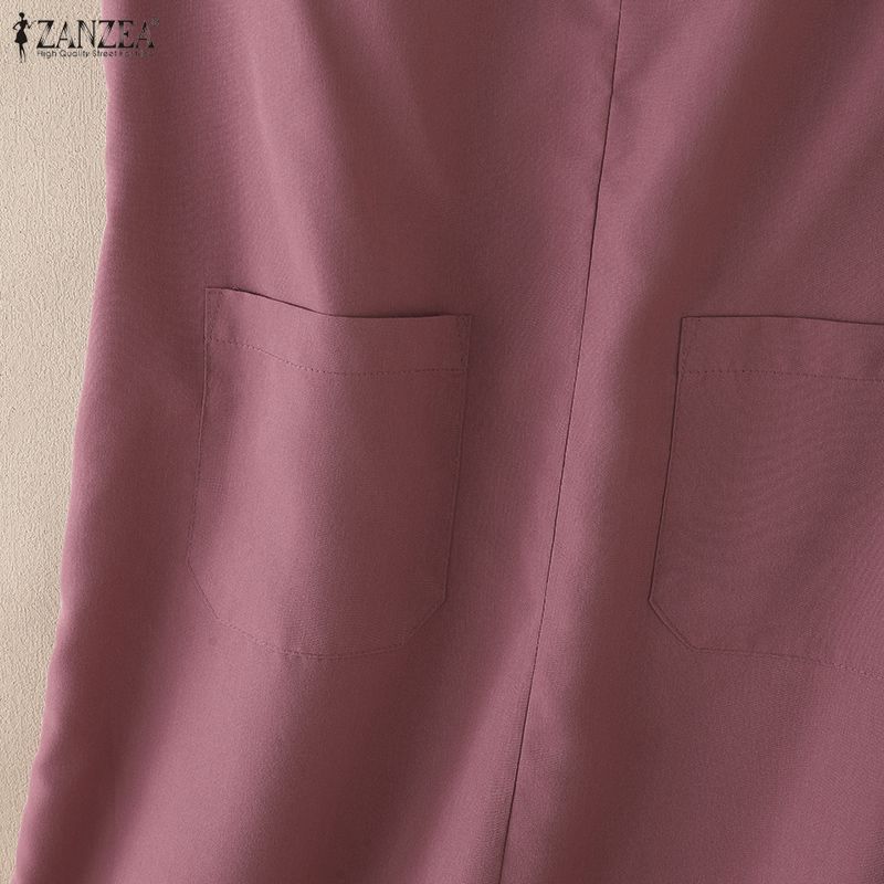 ZANZEA Women Casual V-Neck Summer Sleeveless Dress