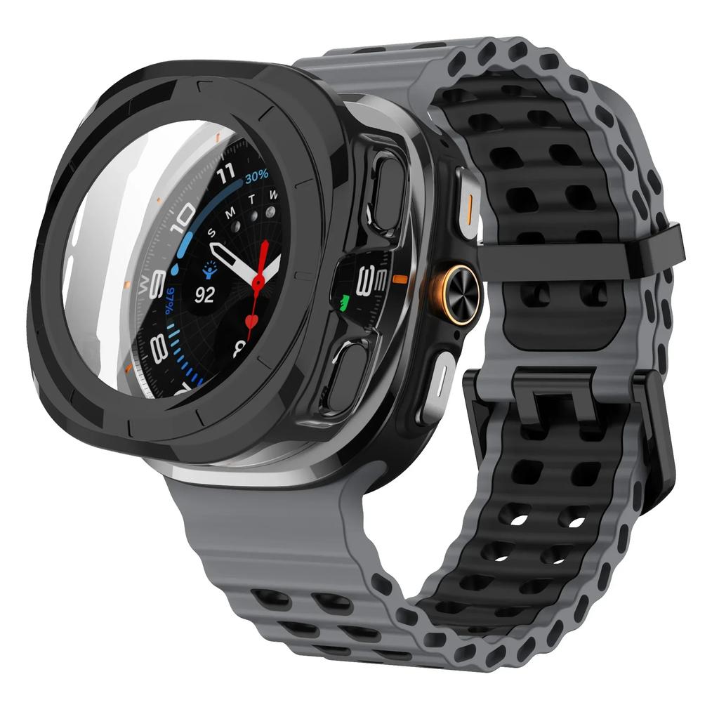 Case+Strap for Samsung Galaxy Watch 7 Ultra 47mm Sport Silicone Band Bracelet PC Case Protective Cover for Galaxy Watch 7 Ultra