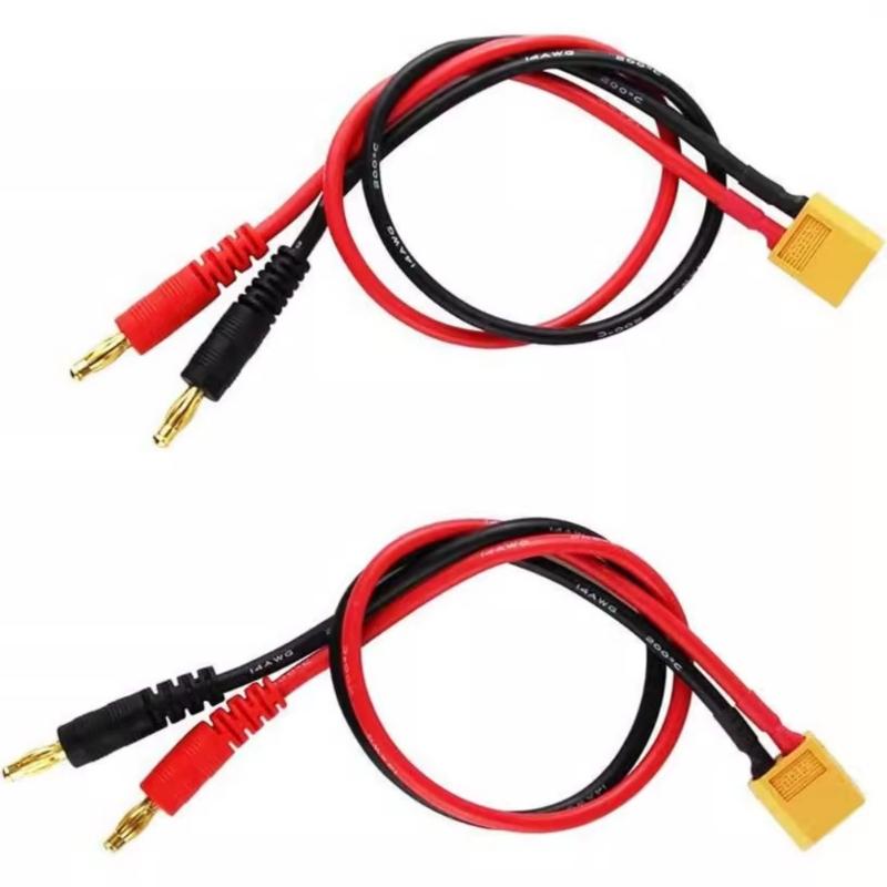 14AWG Silicone Charging Cable XT60 To 4mm Bullets Connectors 30cm Length For Car Models And Hobbys DIY Projects