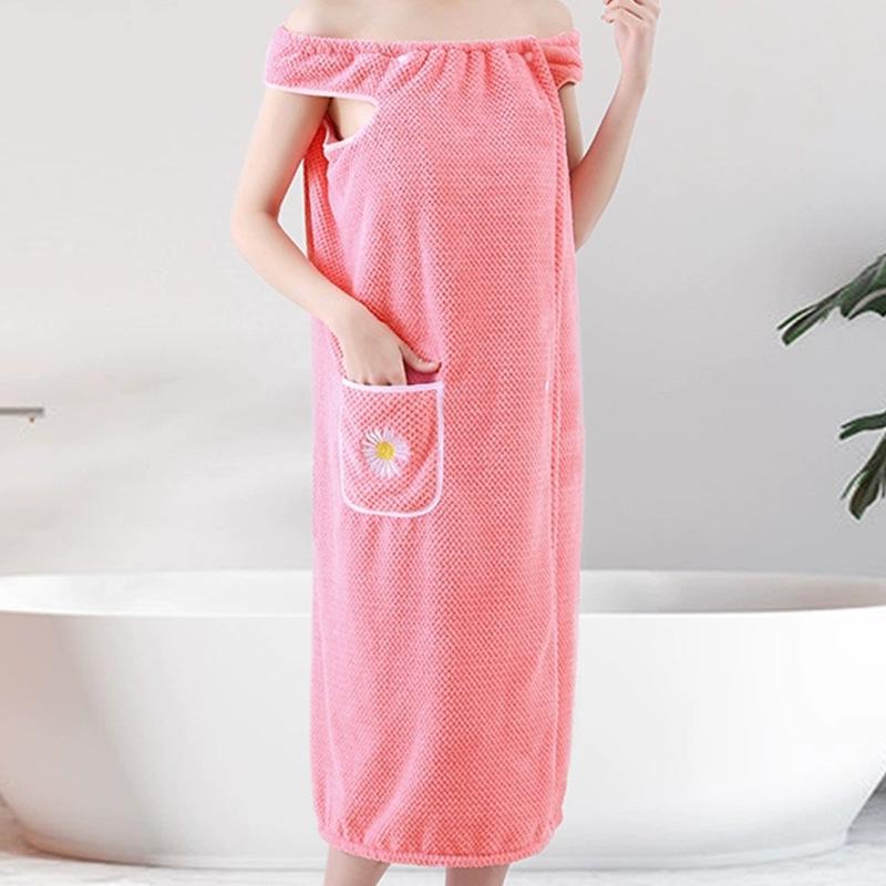 Pineapple Plaid Coral Fleece Wearable Bath Towel - Oversized, Absorbent, Quick Dry Bathrobe & Skirt