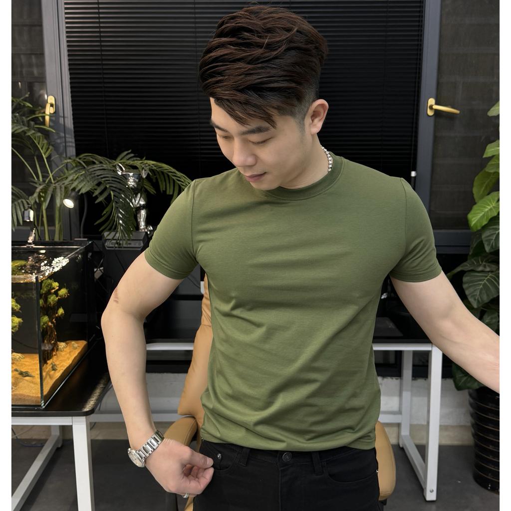 Men Solid Color Crew Neck Short Sleeve T Shirt Slim Fit Casual Basic Everyday Tops