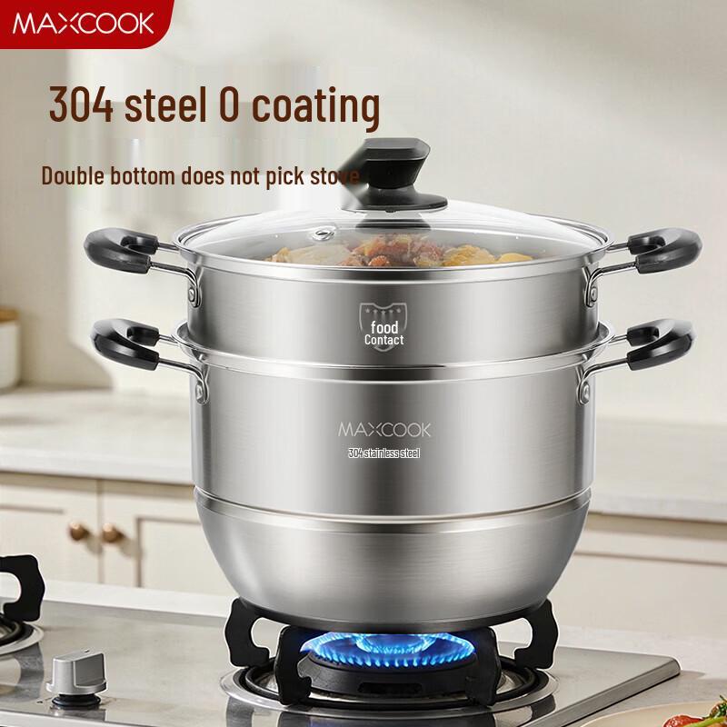 MAXCOOK MCZ1536 34cm 304 Stainless Steel Steamer Pot