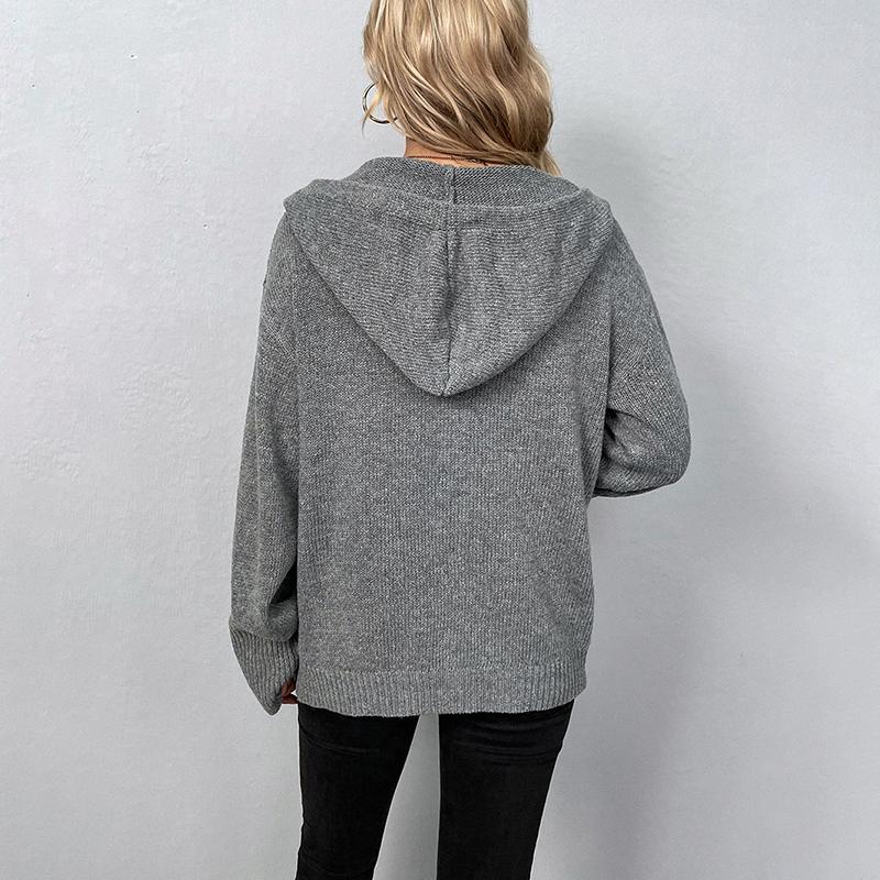 Damen Frühherbst Neue V-Ausschnitt Strickjacke Pendeln Modischer Solider Pullover Vielseitiger Casual Langarmmantel