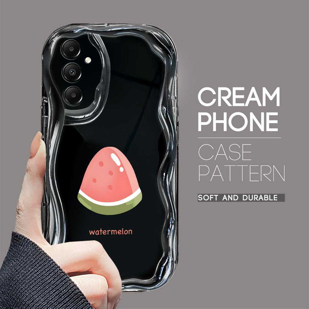 Cute Cartoon Pattern Cream Texture Casing Wavy Edge Soft Silicone Cover Phone Case for Samsung