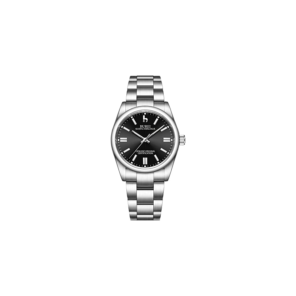 BUREI Women s Quartz Analog Watch Waterproof Black Luxury Timepiece