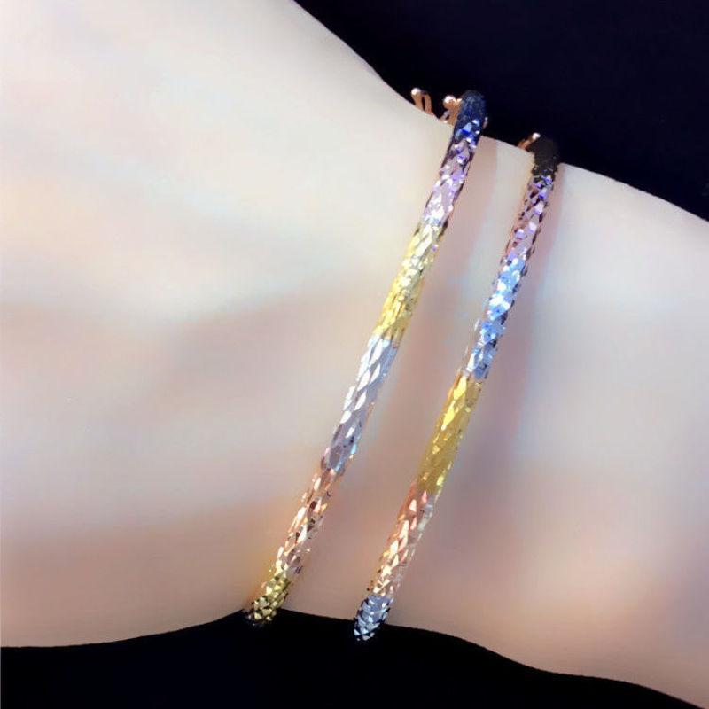 

Русский браслет из фиолетового золота 585 пробы, универсальный блестящий трехцветный браслет, модный браслет в западном стиле, не выцветающий