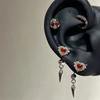 Heart Wing Ear Bone Nail Sparkling Rhinestones Cartilage Studs Earrings Handmade Ear Jewelry For Women Daily Wear