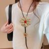 Brushed water drop love pendant, pull-out necklace, simple and high-end sweater chain, niche cold wind necklace jewelry