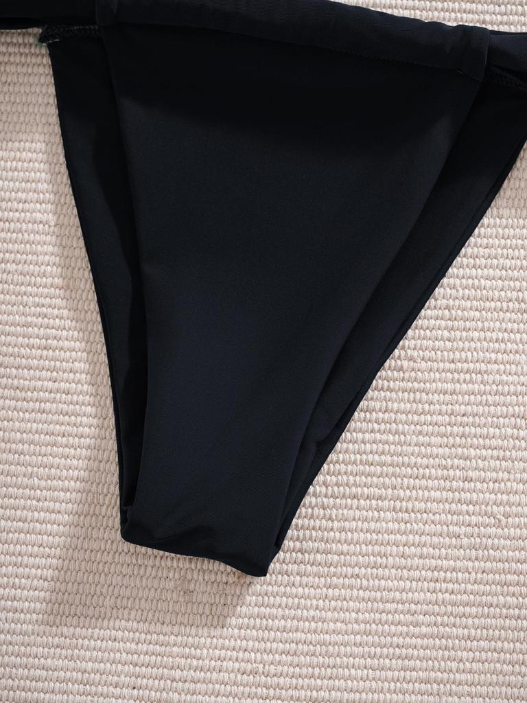 2025 Europäischer & Amerikanischer Uni-Farben Seestern Schnür-Bikini Zweiteiliger Badeanzug