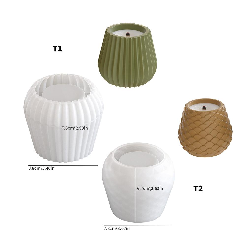 Unique Candle Holder Molds Silicone Texture Crafting Molds Unique Shape Flowerpot Moulds for Crafting Candlesticks