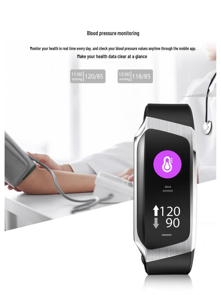 E18 Smart Waterproof Sports Bracelet: Heart Rate, Pedometer & Blood Pressure Monitor for Adults & Children.