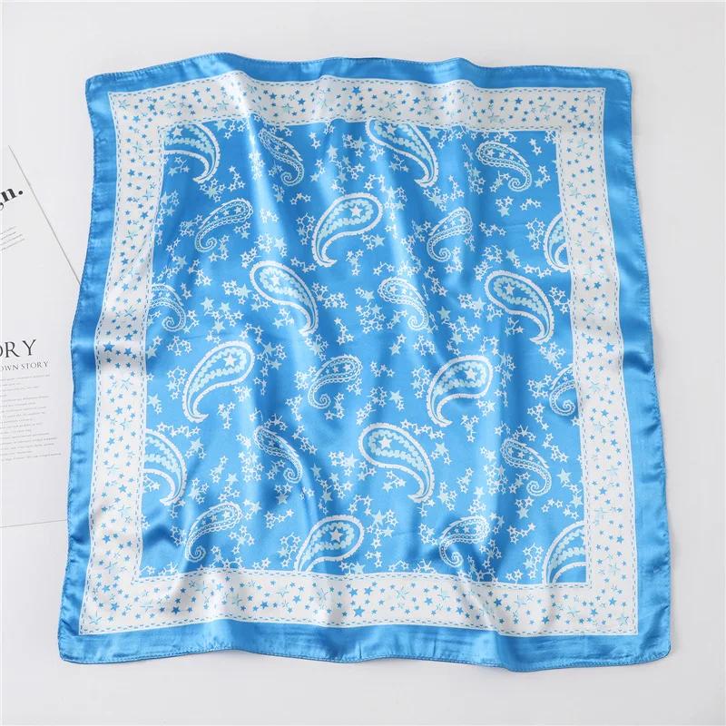 Luxury Floral Print Silk Square Scarf Women Soft Satin Kerchief Hairband Neckerchief Head Hijab Lady Headband Foulard Bag Ribbon