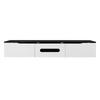 Black-White TV Cabinet, 180 cm Long, High-Gloss Surface, with 16-Color LED Lighting, Wall-Mountable