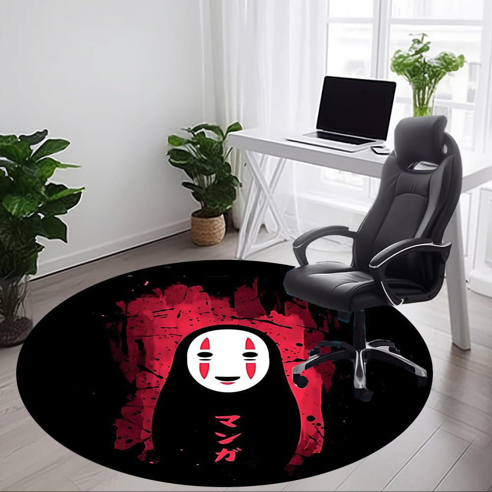 1pc Spirited Away No-Face Office Round Area Rug, Indoor Mat Suitable For Office,Bedroom Living Room Home Decor, Room Deco a0926101