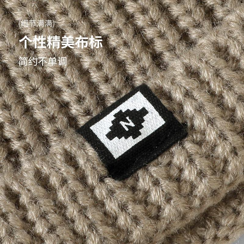 Patch small label wool hat casual versatile short brim street hip hop men's autumn and winter trendy melon rind hat
