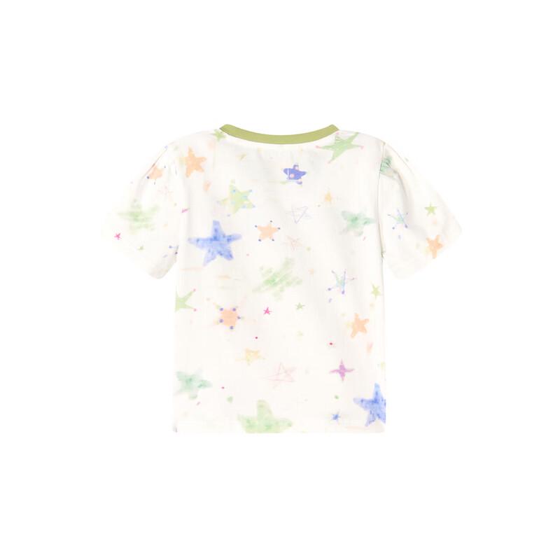 Dessal Girls' Watercolor Star Print Short Sleeve T-shirt