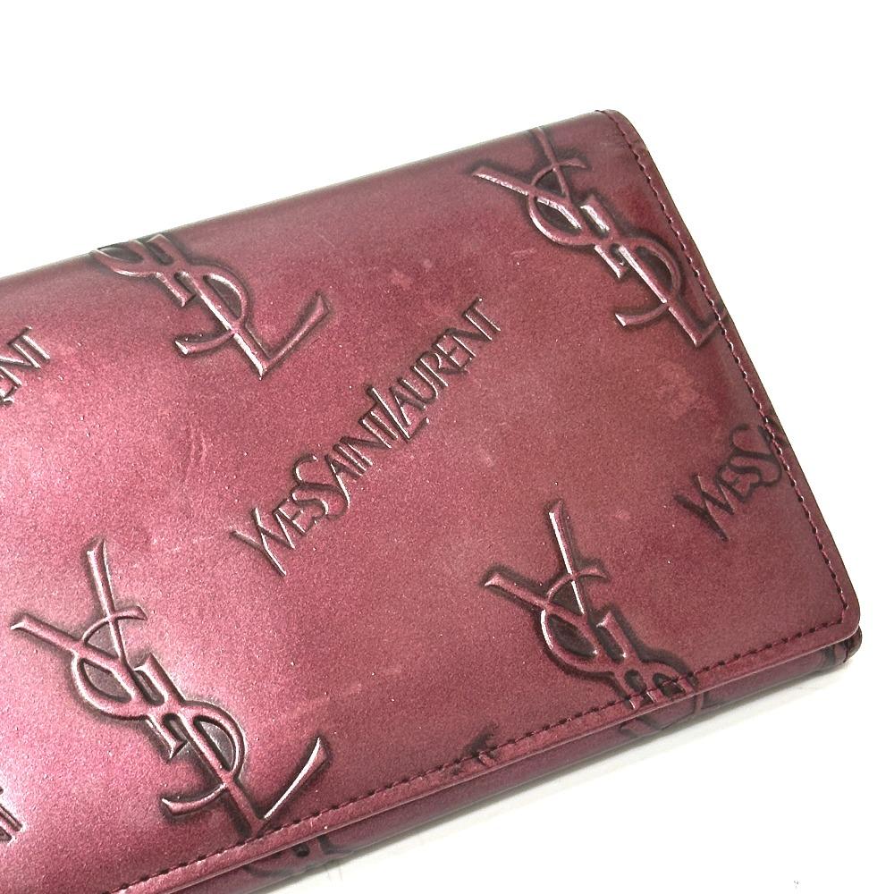 Yves Saint Laurent Carteira Longa Bifold com Fecho de Beijo com Padrão YSL por todo