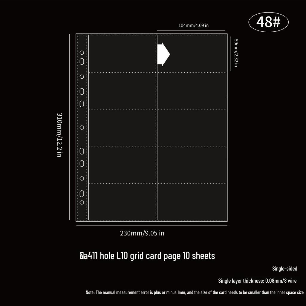 Transparent Card Album Inner Pages for A4/A5/A6/A7 Binders - Nine & Four Pocket Star Fandom Card Storage Refills