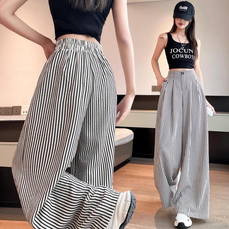 Women's Retro Striped Wide-Leg High-Waist Suit Pants - Spring 2026 Collection