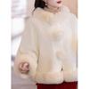 Soft and Glutinous Plush Shawl with Cheongsam, Winter Thickened Warm Toasting Clothes, Bridal Wedding Cape