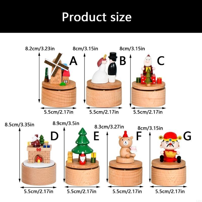 Rotating Wooden Music Boxes Christmas Santa Gift Theme Handcrafted Melodys Home Decoration Present X3UC