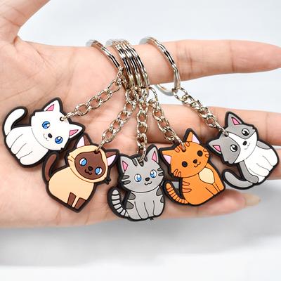 1 STÜCK PVC-Katzen-Schlüsselanhänger, Haustier-Katzen-Schlüsselring, süßer Siamkatzen-Schlüsselhalter, geeignet für Autoschlüssel für Erwachsene, Geschenke und Zubehör