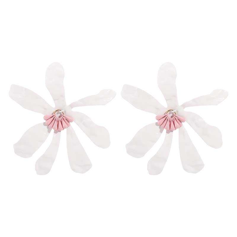

Exaggerated Large Flower Stud Earrings for Women Vintage Red Enamel Petal Temperament Earrings Holiday Travel Jewellery белый