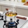 Infant Meal Pot Three-Layer Construction Stainless Steel Milk Pot Wood Handle Saucepan No Chemical Coatings Sauce Pan