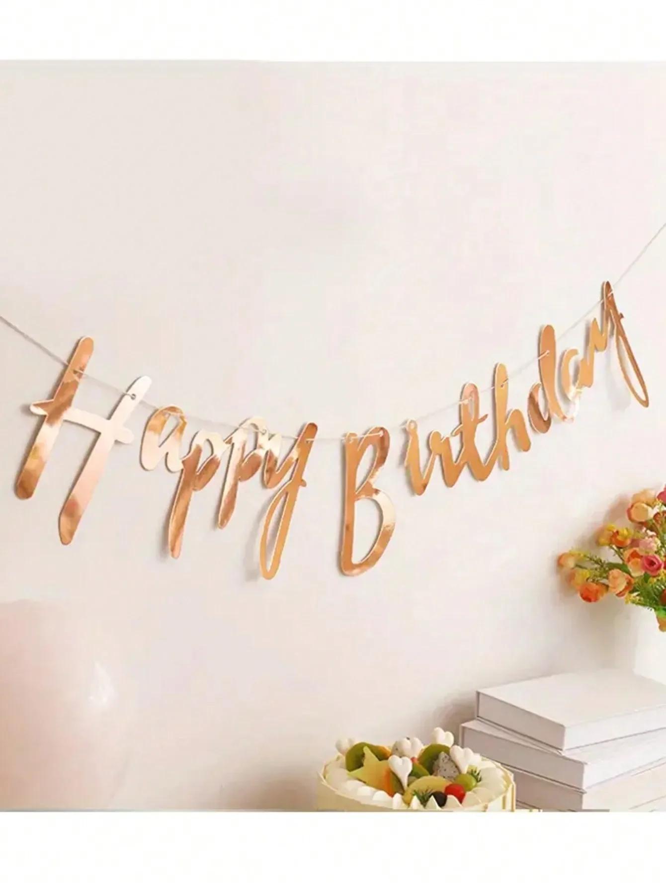 

Happy Birthday Banner Gold Silver Birthday Hanging Flags Pennant Banner Party Decoration Supplies 1St Birthday Boy Girl