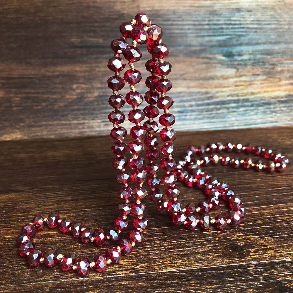 

Модное женское ожерелье из циркона, ограненные хрустальные бусины, завязанное длинное ожерелье, подарки