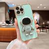 Cute astronaut bracket for iPhone17 mobile phone case 16 Apple 15 electroplating anti-drop 14 solid color 13 soft case