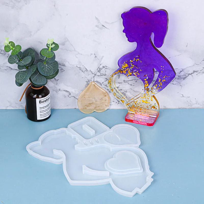 1PCS Photo Frame Women Resin Silicone Mold,Pregnant Mom Shape Silicone Epoxy Molds for Table Decor,Baby Gift, Mother's Day Gift
