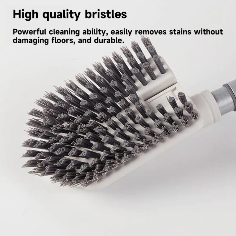 Teleskopik Uzun Saplı Temizlik Fırçası Banyo Fayans Tuvalet Üçgen Fırça Çok Fonksiyonlu Çift Fırça Başlıklı Yer Fırçası