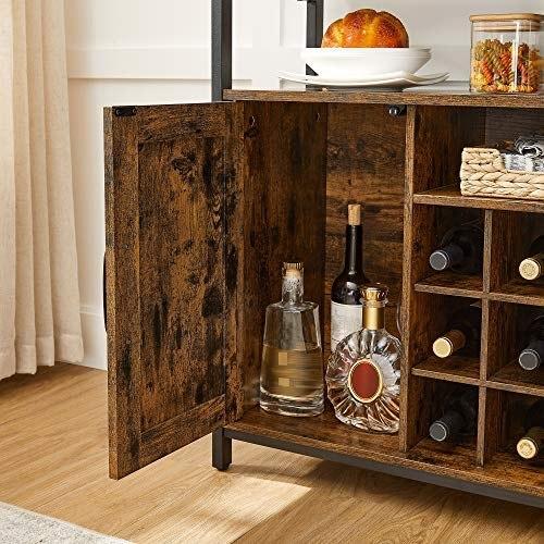 Storage Cabinet, Sideboard Table and Buffet with Wine Holder, 2-door Cabinet for Dining Room, Living Room, Kitchen, 100 X 35 X 81.4