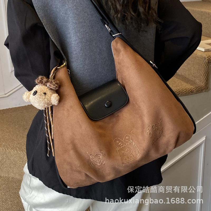 Casual retro suede women's backpack 2025 new commuter versatile back bag multi-purpose shoulder tote bag