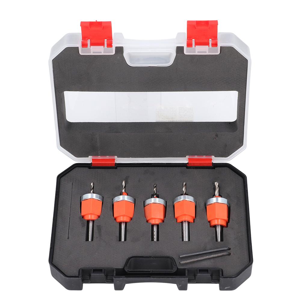 5 Pcs Countersink Drill Bit Set 2.8 3 3.2 3.5 4mm Diameter Adjustable Depth Countersunk Drill Hole Opener with Wrench