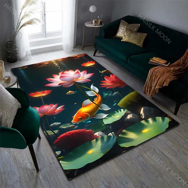 Pond Lotus Pattern Carpet for Living Room Bedroom Bedside Sofa Floor Mat Cloakroom Fashion Home Area Rug Luxury Gift