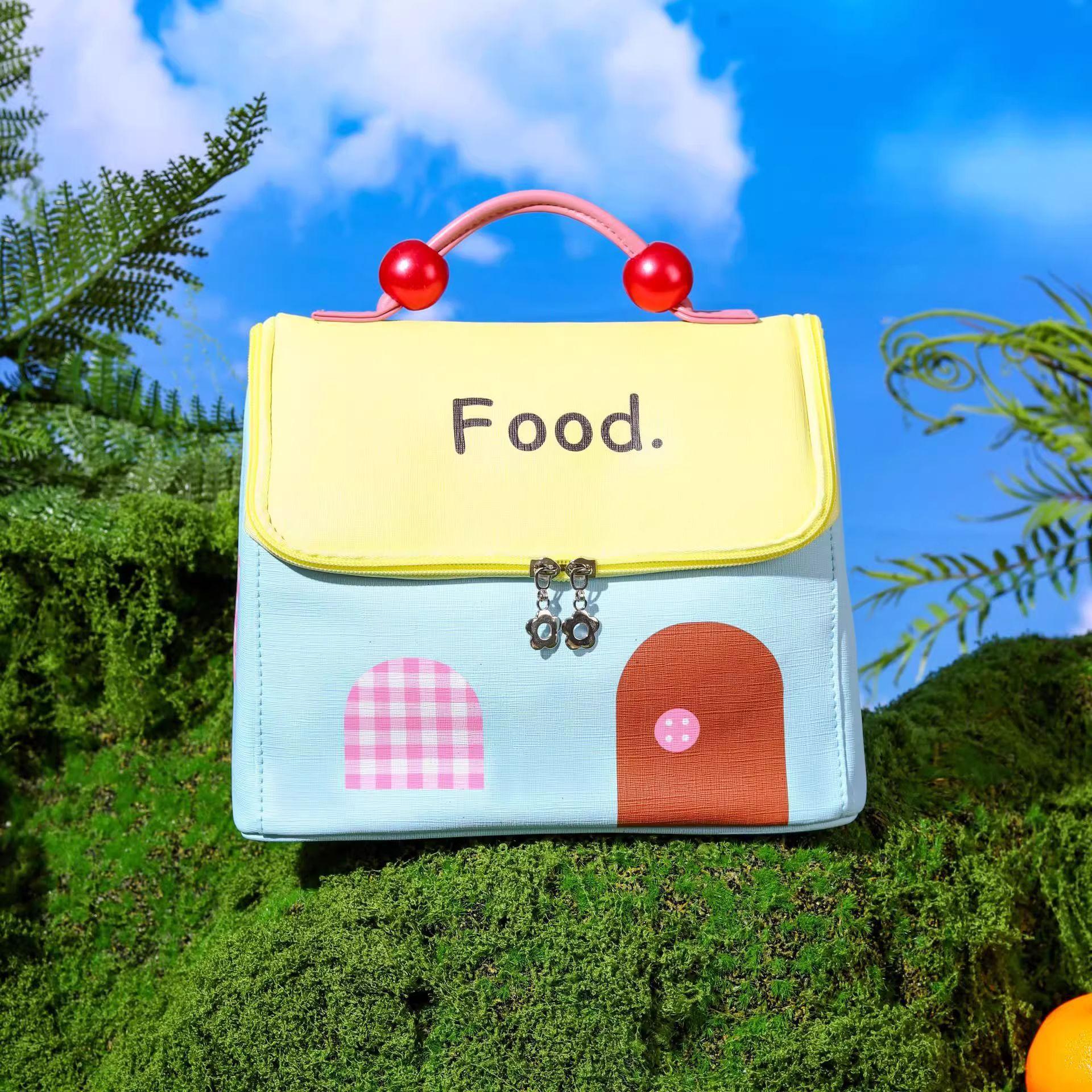 

Creative cute house bento bag portable picnic insulated bag hand-held large-capacity lunch bag