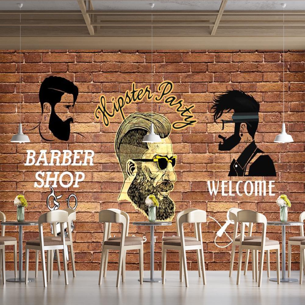 Barber Shop Wall Paper Trend Hairdressing Men's Salon Wallpaper Industrial Decoration Mural