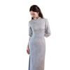 Improved cheongsam young high-end temperament dress 1011 new autumn and winter seven-quarter sleeve blue Chinese style beautiful woman