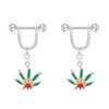 1 Pair Maple Leaf Dangle Straight Barbell Nipple Ring Red Yellow