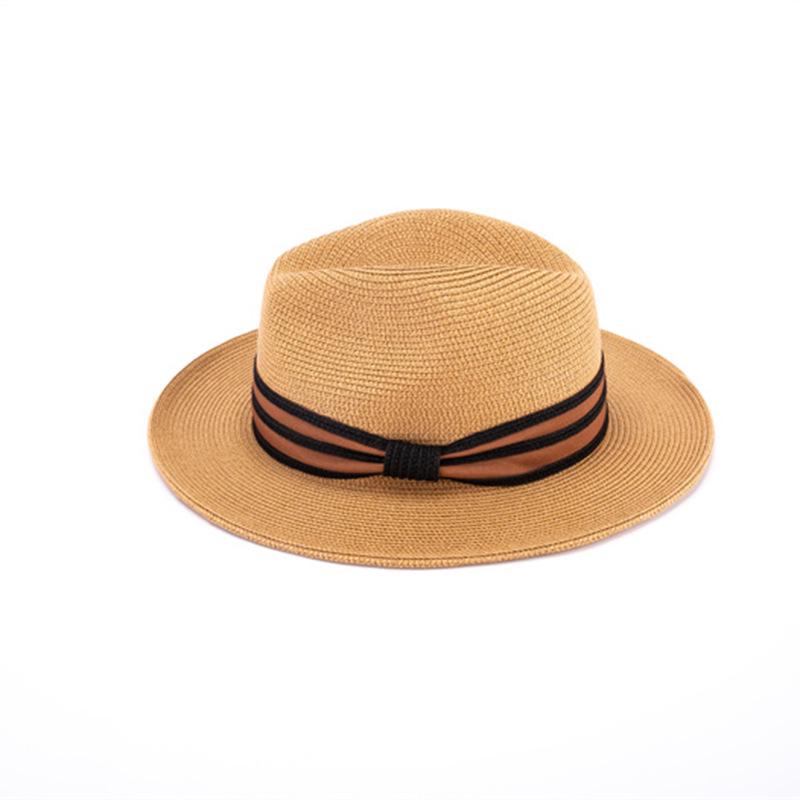 Women's Trendy Flat-Top Straw Beach Hat - Sun Protection for Outdoor Travel and Outings