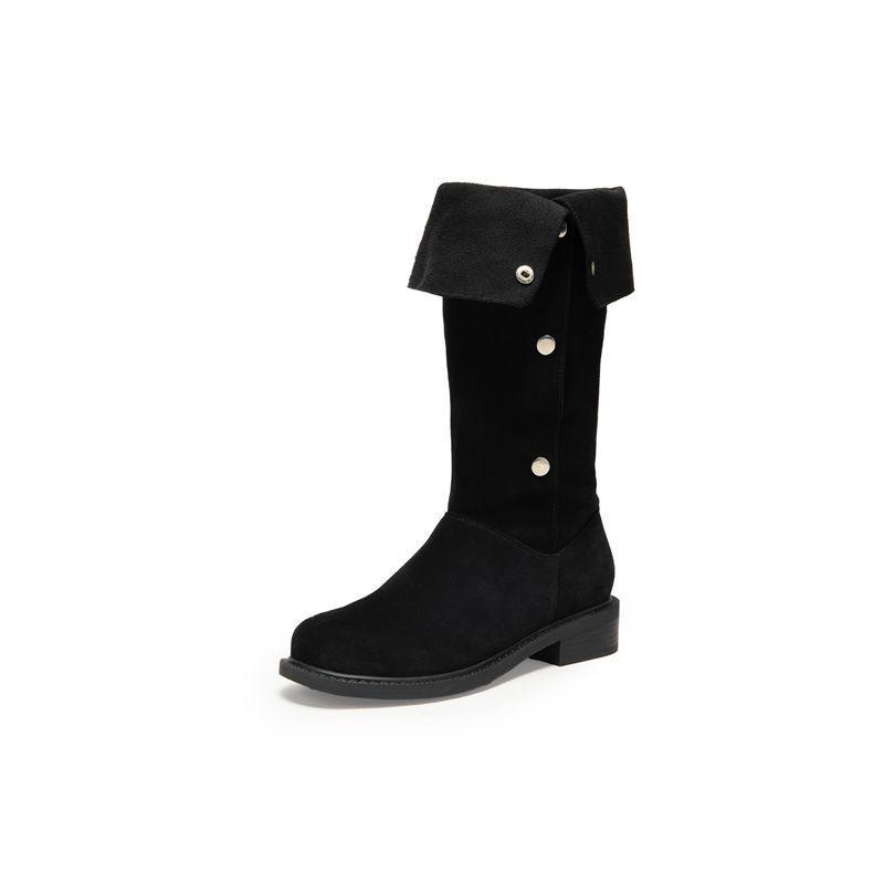 Women's Versatile Retro High-Top Western Cowboy Boots: Slimming, Long, Stylish Winter Equestrian Boots.
