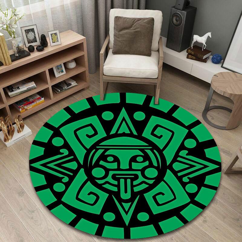 Eclectic Round Moon Multicolor Area Rug, Non-Slip Floor Mat for Kitchen